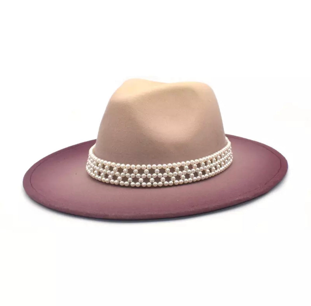 Fedora Hat w/pearl beads