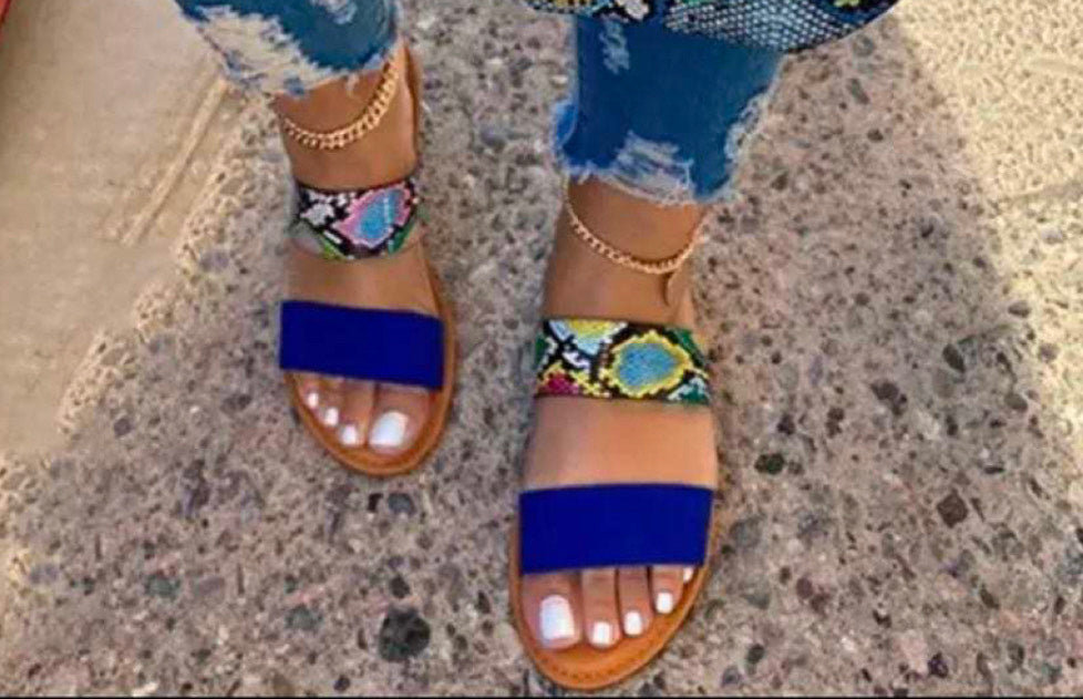 Blue Snakeskin Slippers