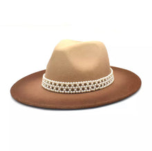 Load image into Gallery viewer, Fedora Hat w/pearl beads
