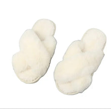 Load image into Gallery viewer, Winter Warm Crossed Fur Slippers
