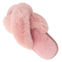 Load image into Gallery viewer, Winter Warm Crossed Fur Slippers
