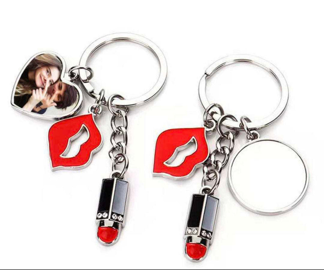 Lipstick & Heart Keychain for Sublimation