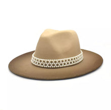 Load image into Gallery viewer, Fedora Hat w/pearl beads
