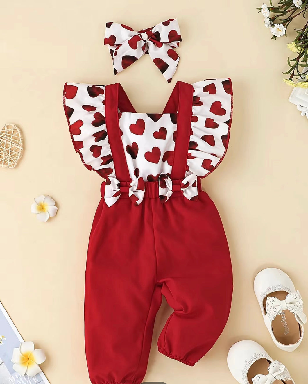 Heart Overall Pants Set