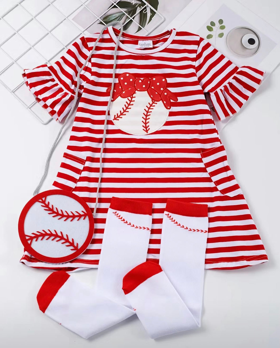 Baseball Embroidery Dress Set